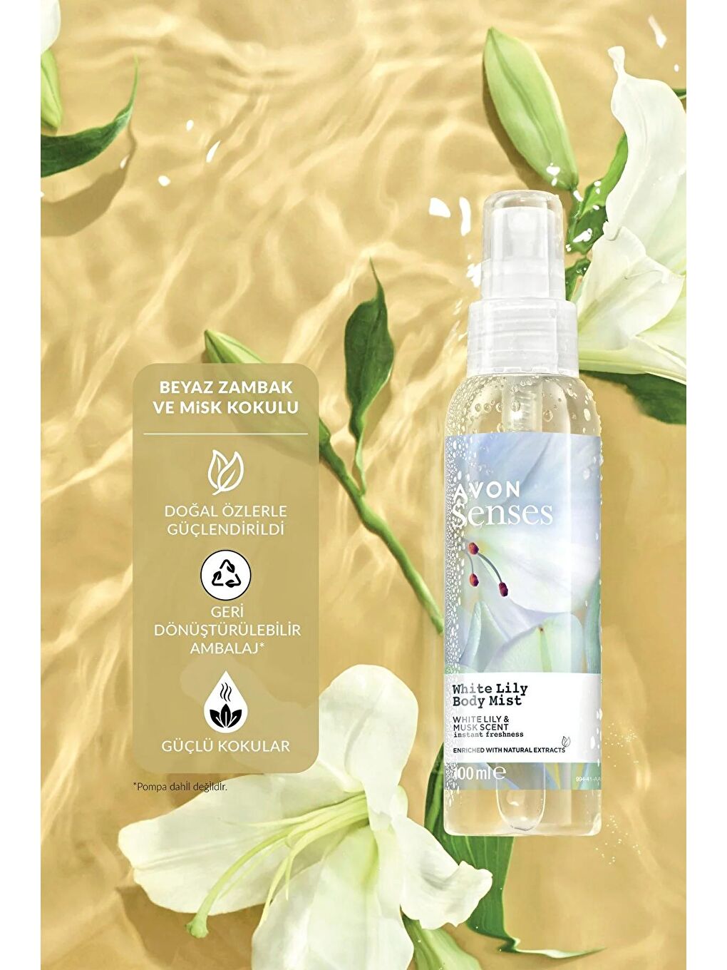 AVON Renksiz Senses White Lily Beyaz Zambak Kokulu Vücut Spreyi 100 Ml. - 1