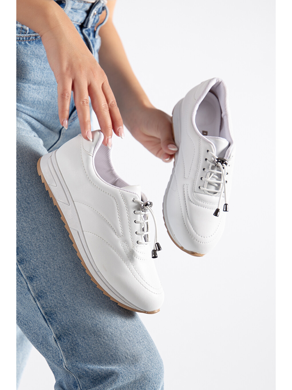 Beyaz Nirvana Günlük Ortopedik Kadın Sneaker Spor Ayakkabı-1