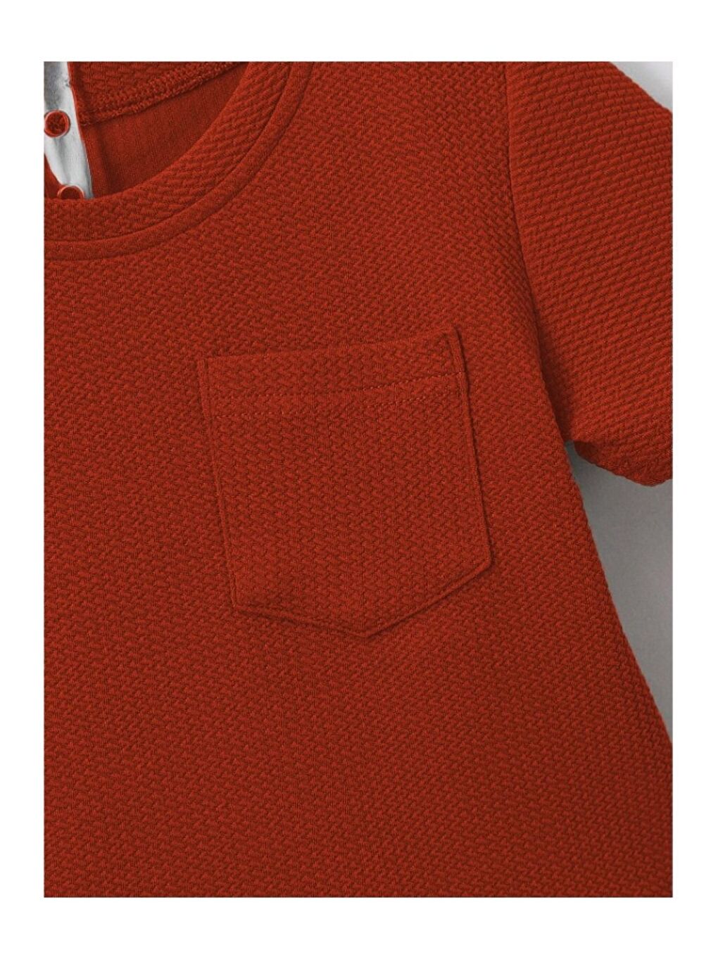 Kahverengi Düz Renk Pamuk Waffle Kumaş Yazlık Cep Detaylı 2 li Takım-4