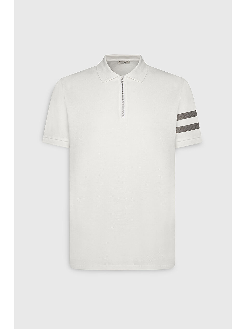 Erkek Beyaz Dar Kesim %100 Pamuk Polo Yaka Tişört-5