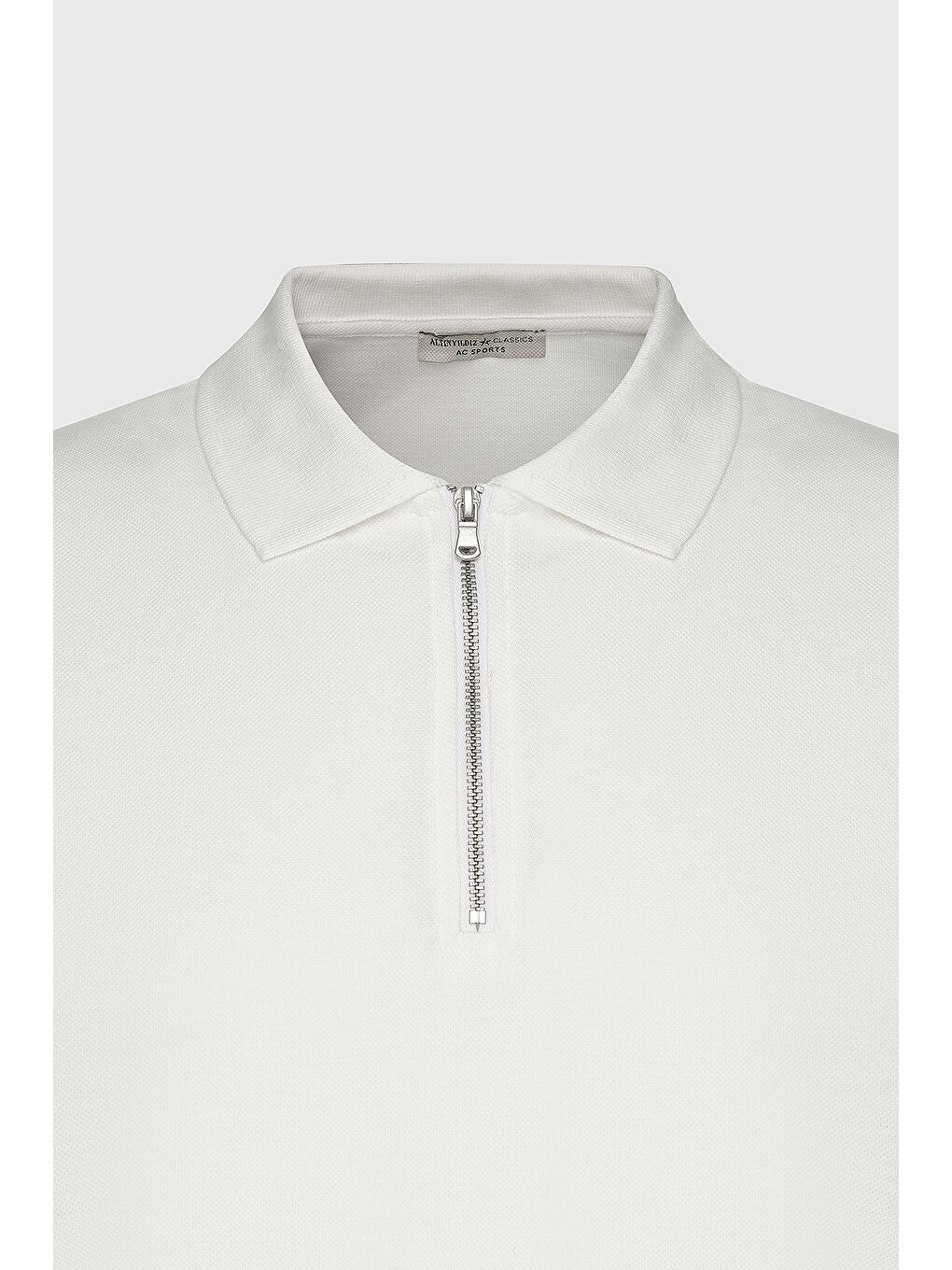 Erkek Beyaz Dar Kesim %100 Pamuk Polo Yaka Tişört-6