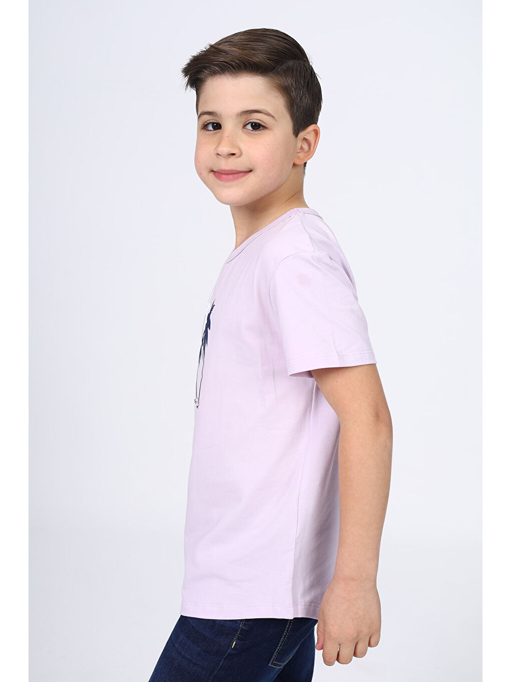Lila Erkek Çocuk Baskılı Tişört-1