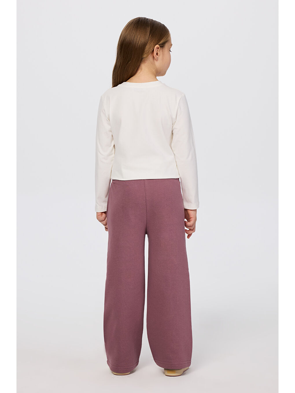 Pembe Kız Çocuk Beli Lastikli Bol Paça Dikiş Detaylı Gül Eşofman Altı-6