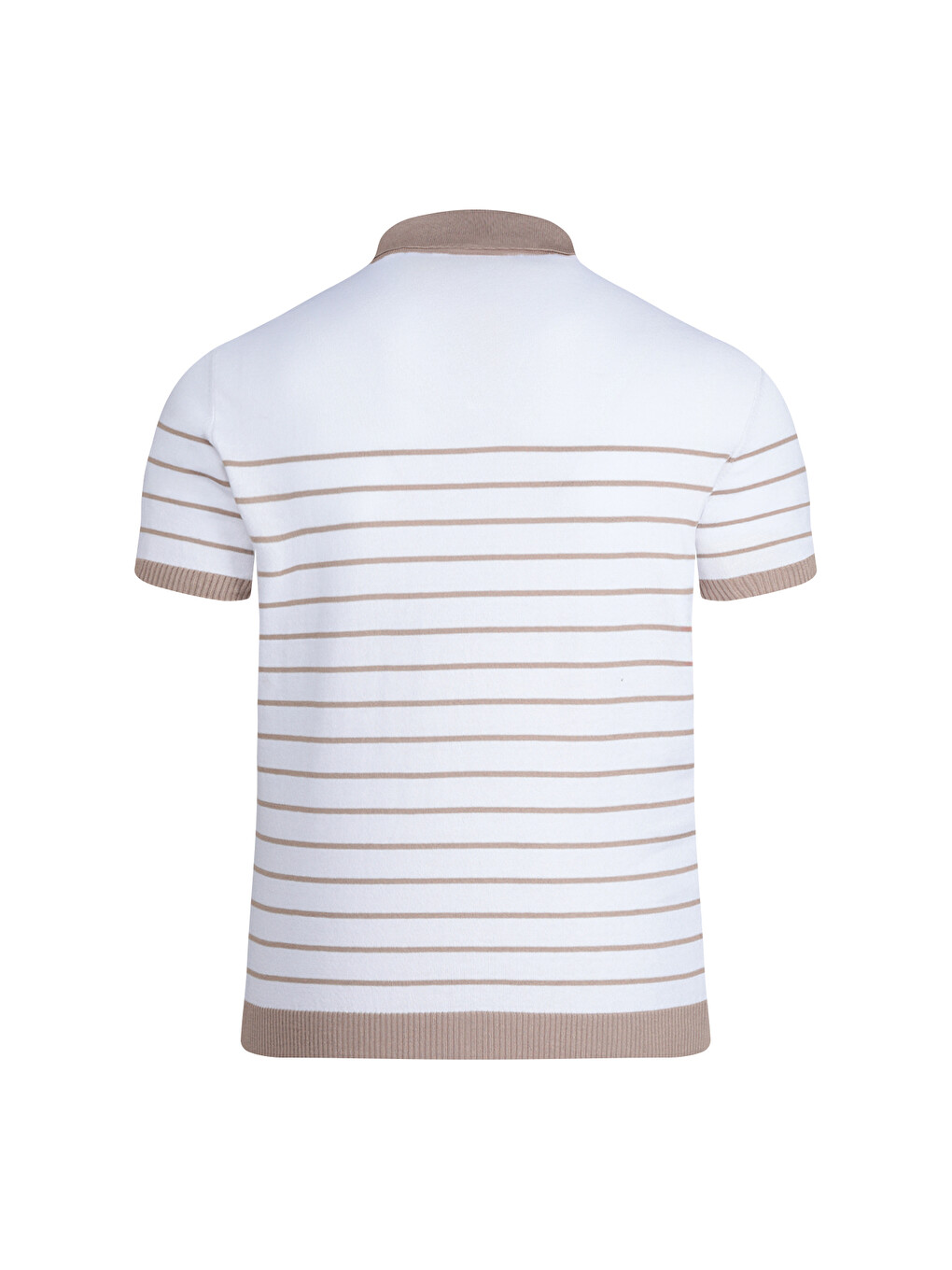 Bej Vizon Regular Fit Apaş Yaka Pamuklu Tişört-1