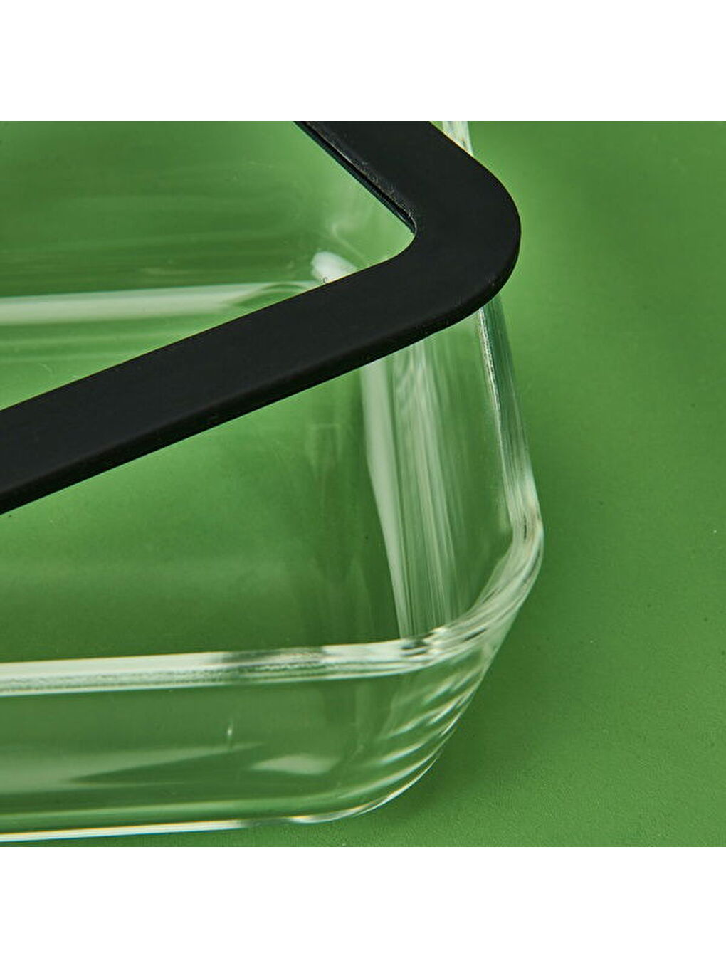 Silikon Kenarlı Cam Kapaklı Saklama Kabı - Siyah / Şeffaf - 1,4 lt-1