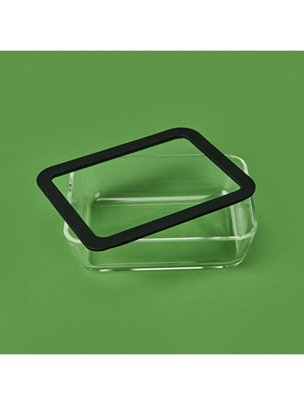 Silikon Kenarlı Cam Kapaklı Saklama Kabı - Siyah / Şeffaf - 1,4 lt-2