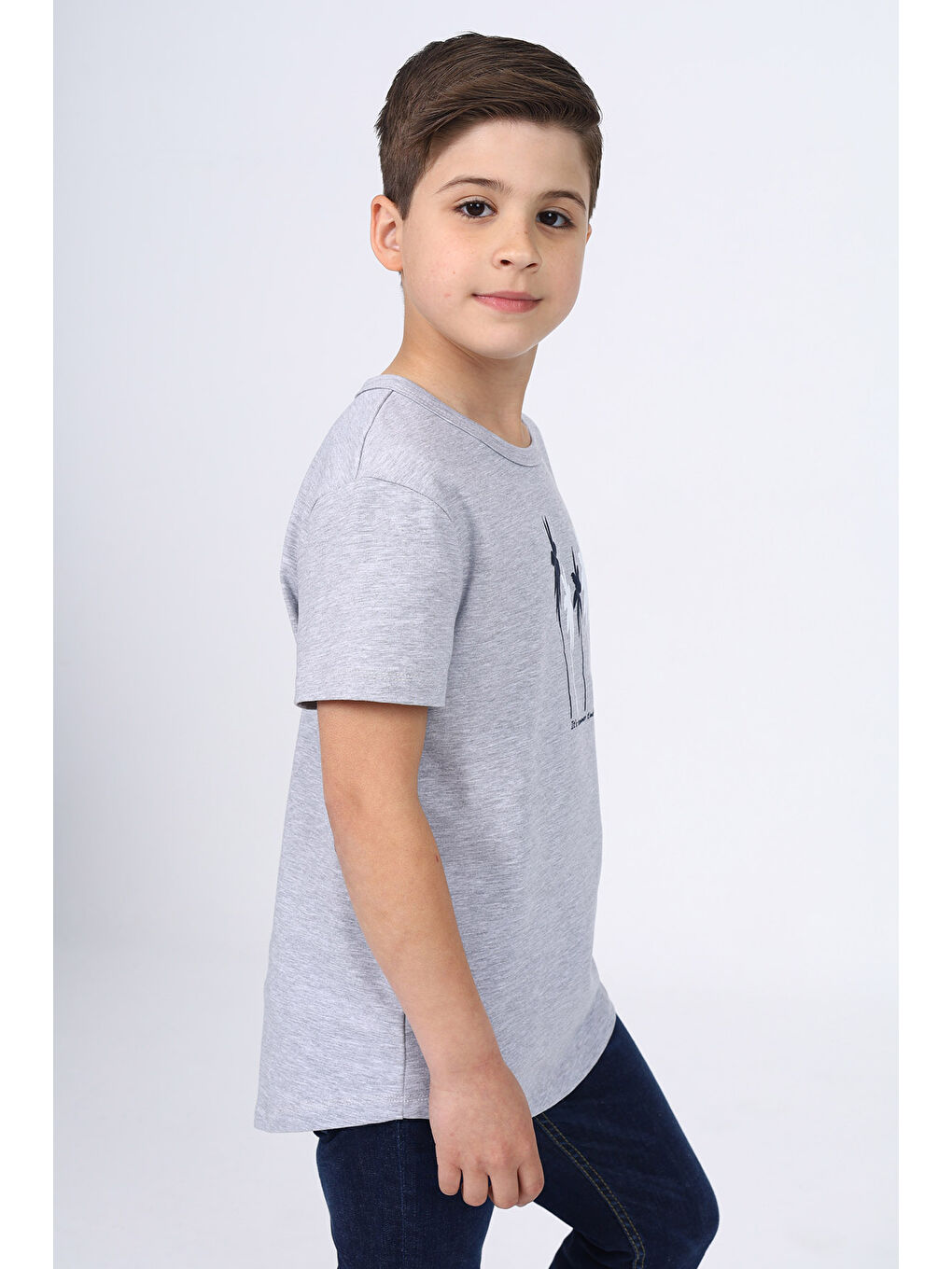 Gri Erkek Çocuk Baskılı Tişört-2