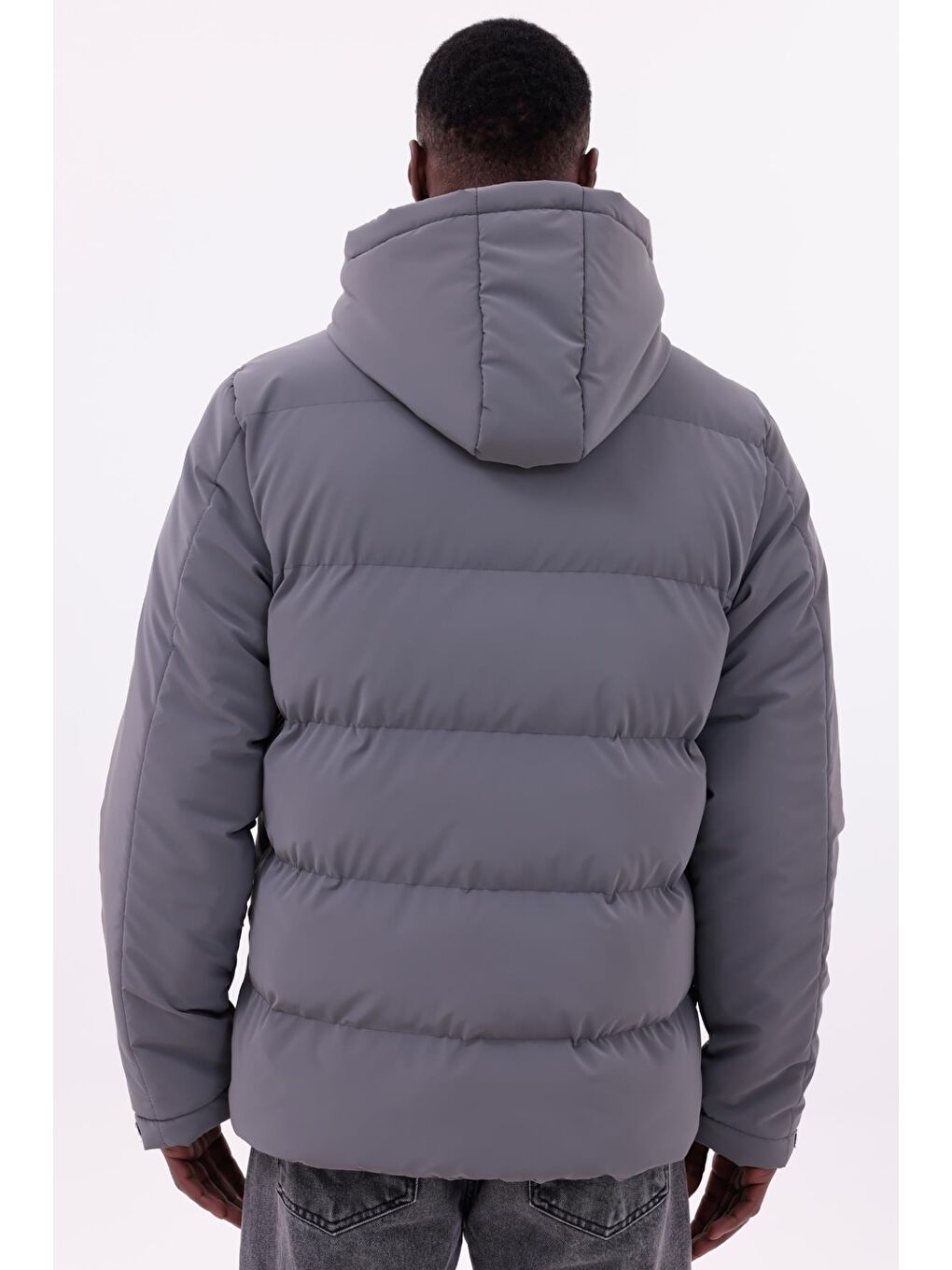 Antrasit Erkek Su Geçirmez Mont Nova Kumaş Çıkarılabilir Kapüşonlu Fermuar Çıt Detaylı-7