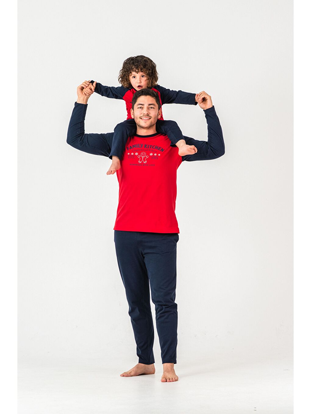 Kırmızı Family Kitchen Baskılı  Erkek Yetişkin Pijama Takım-3