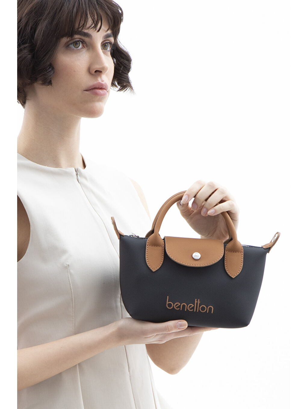 Siyah Kadin Çapraz Çanta Si̇yah-Camel BNT1601-1