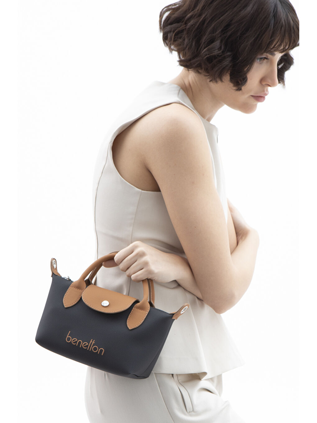 Siyah Kadin Çapraz Çanta Si̇yah-Camel BNT1601-3