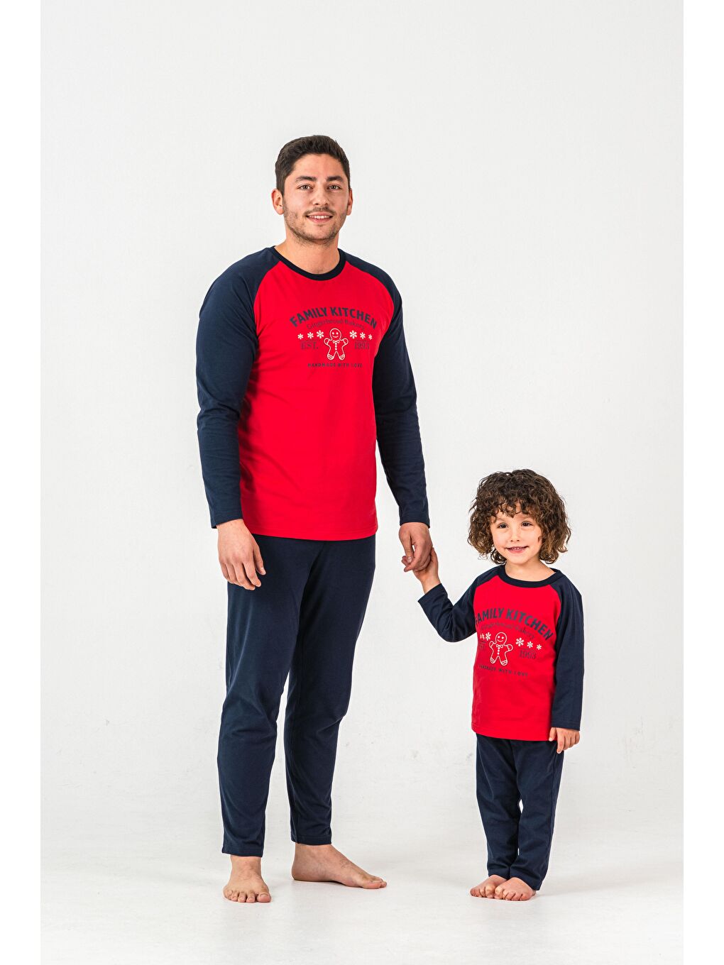 Kırmızı Family Kitchen Baskılı  Erkek Yetişkin Pijama Takım-6