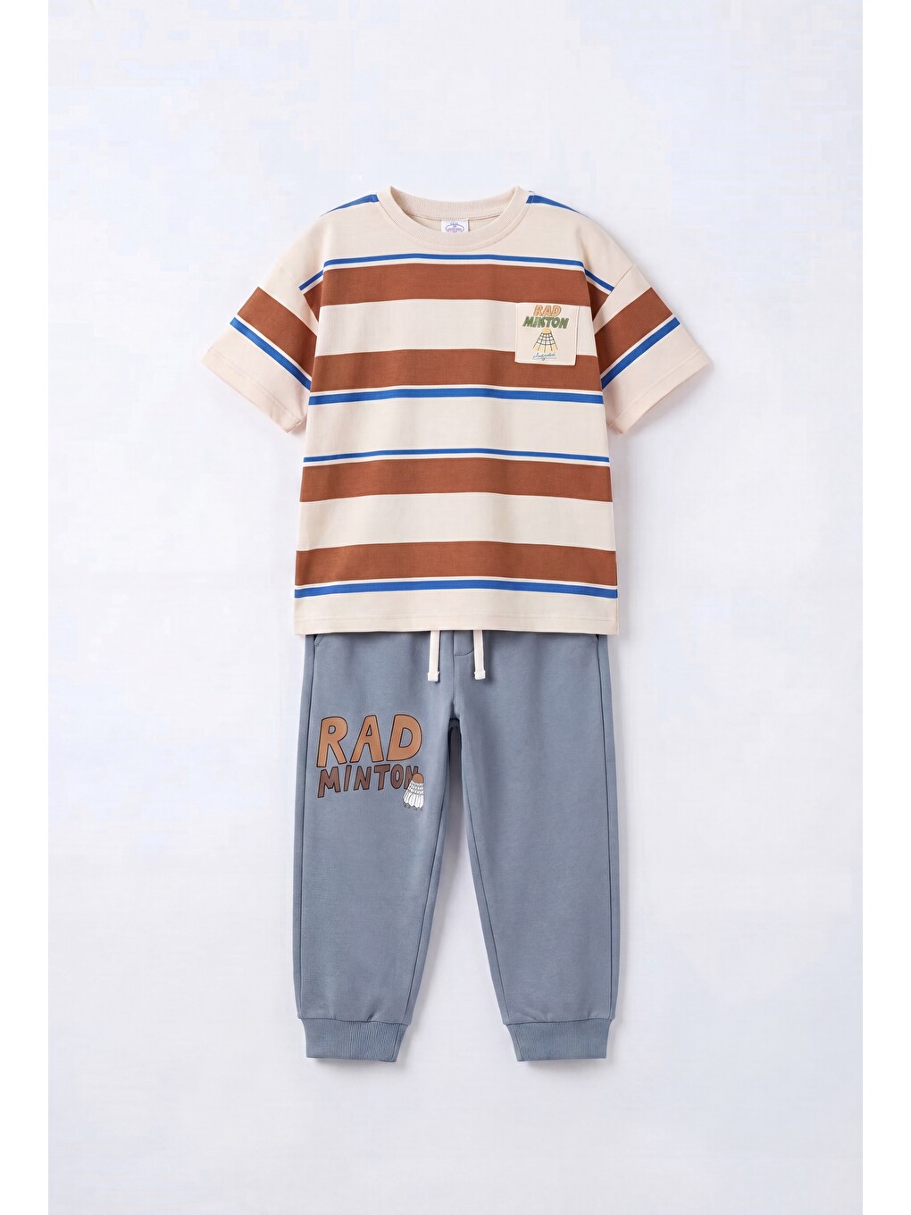 Karışık Erkek Çocuk Çizgili T-Shirt Jogger Pantolon Takım