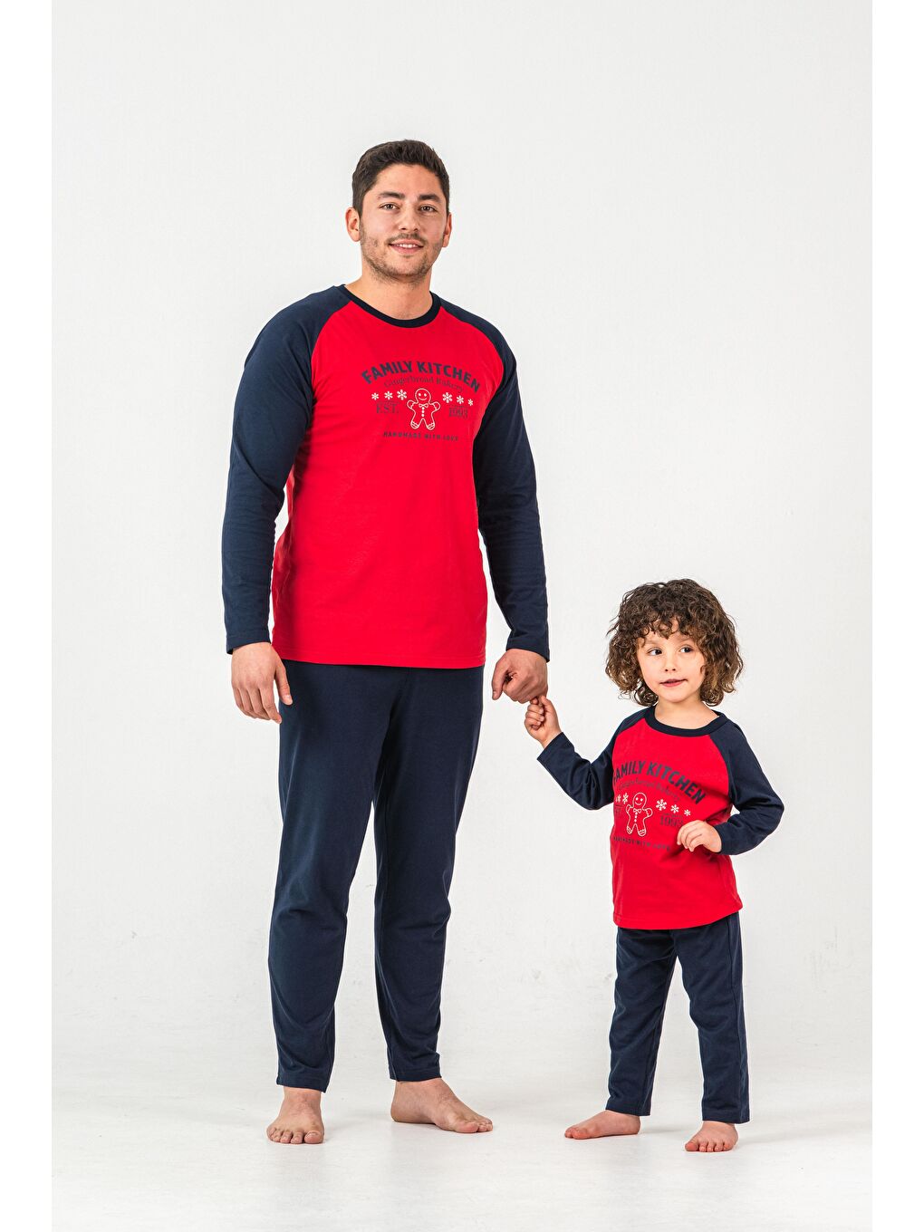 Kırmızı Family Kitchen Baskılı  Erkek Yetişkin Pijama Takım-8