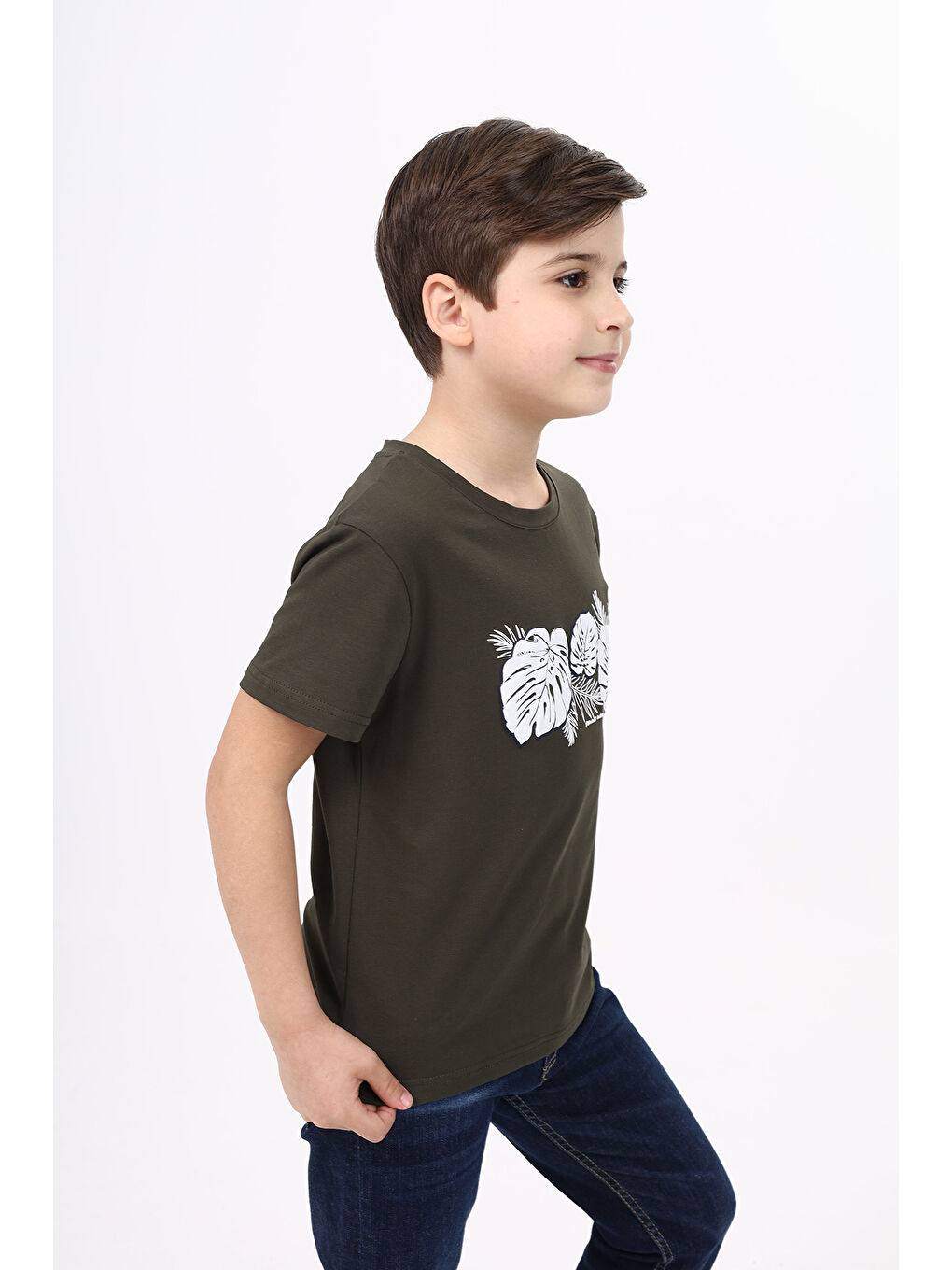 Haki Erkek Çocuk Baskılı Tişört-2