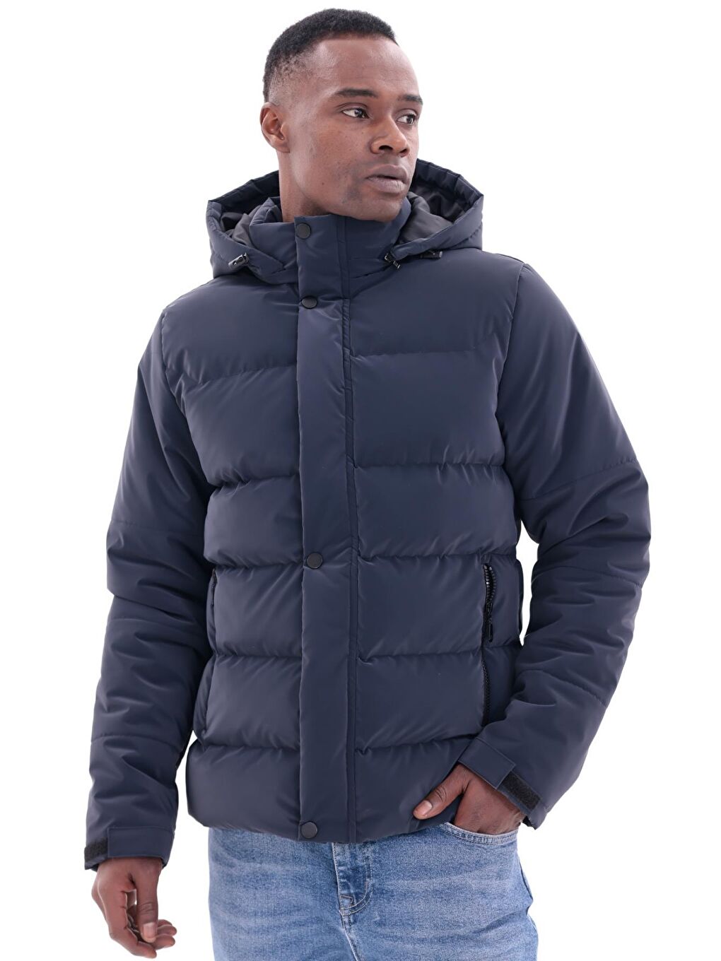 Antrasit Erkek Kışlık Nova Kumaş Su Geçirmez İç Cepli Çıkarılabilir Kapüşonlu Mont-1