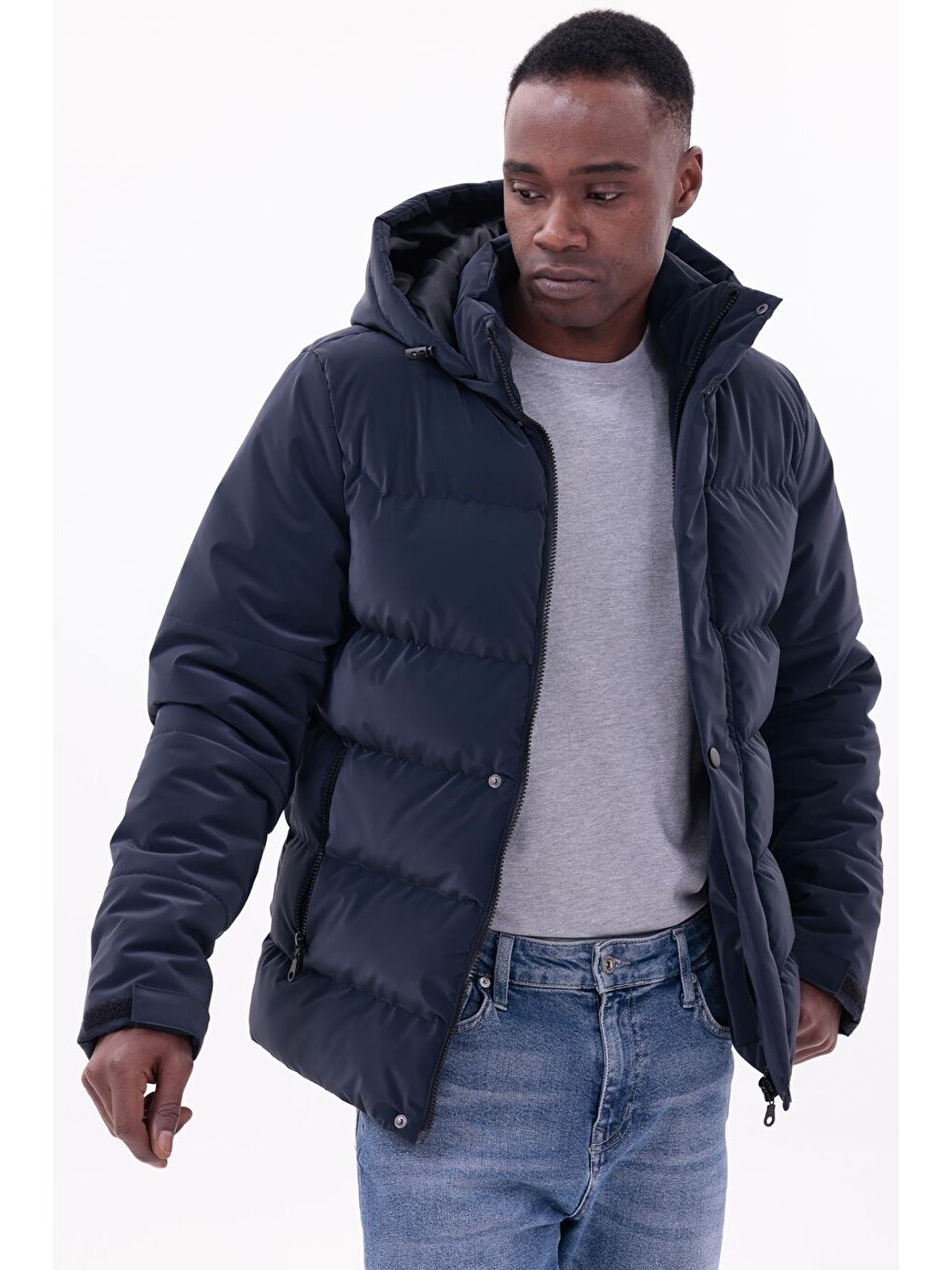 Antrasit Erkek Kışlık Nova Kumaş Su Geçirmez İç Cepli Çıkarılabilir Kapüşonlu Mont-2