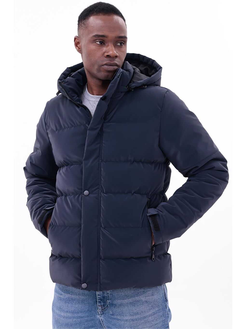 Antrasit Erkek Kışlık Nova Kumaş Su Geçirmez İç Cepli Çıkarılabilir Kapüşonlu Mont-4