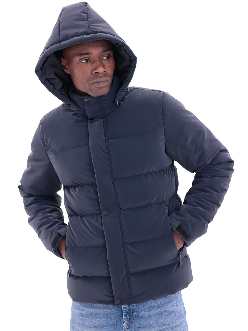 Antrasit Erkek Kışlık Nova Kumaş Su Geçirmez İç Cepli Çıkarılabilir Kapüşonlu Mont-5