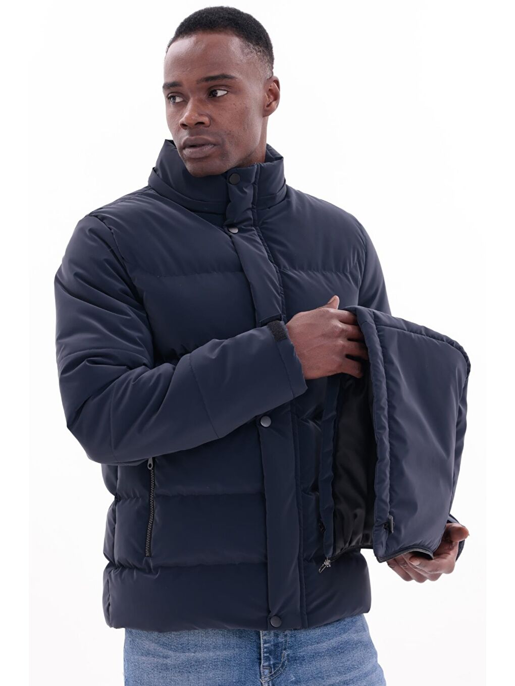 Antrasit Erkek Kışlık Nova Kumaş Su Geçirmez İç Cepli Çıkarılabilir Kapüşonlu Mont-7