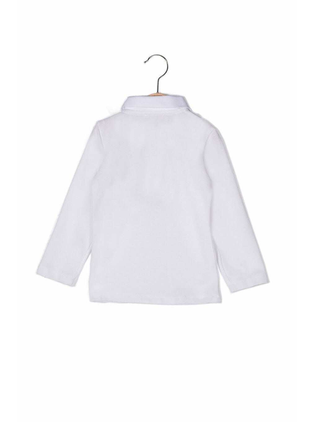 Unisex Çocuk Uzun Kollu Polo Yaka T-Shirt - Beyaz-2
