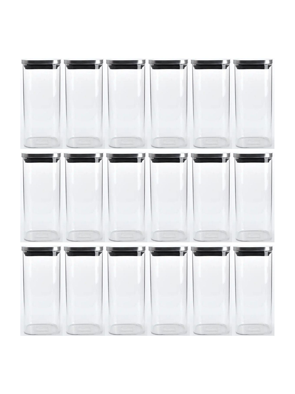 Renksiz Vakum Krom Kapaklı Kare Cam Kavanoz 65x155 cm - 450 ml 18 Adet