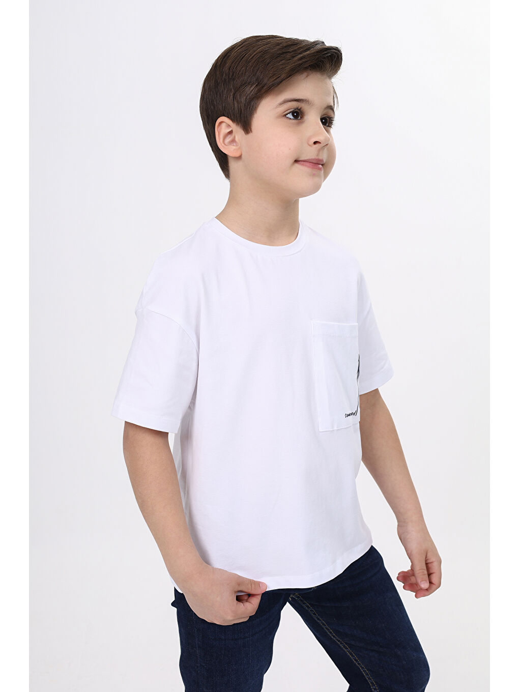 Beyaz Erkek Çocuk Baskılı Tişört-2