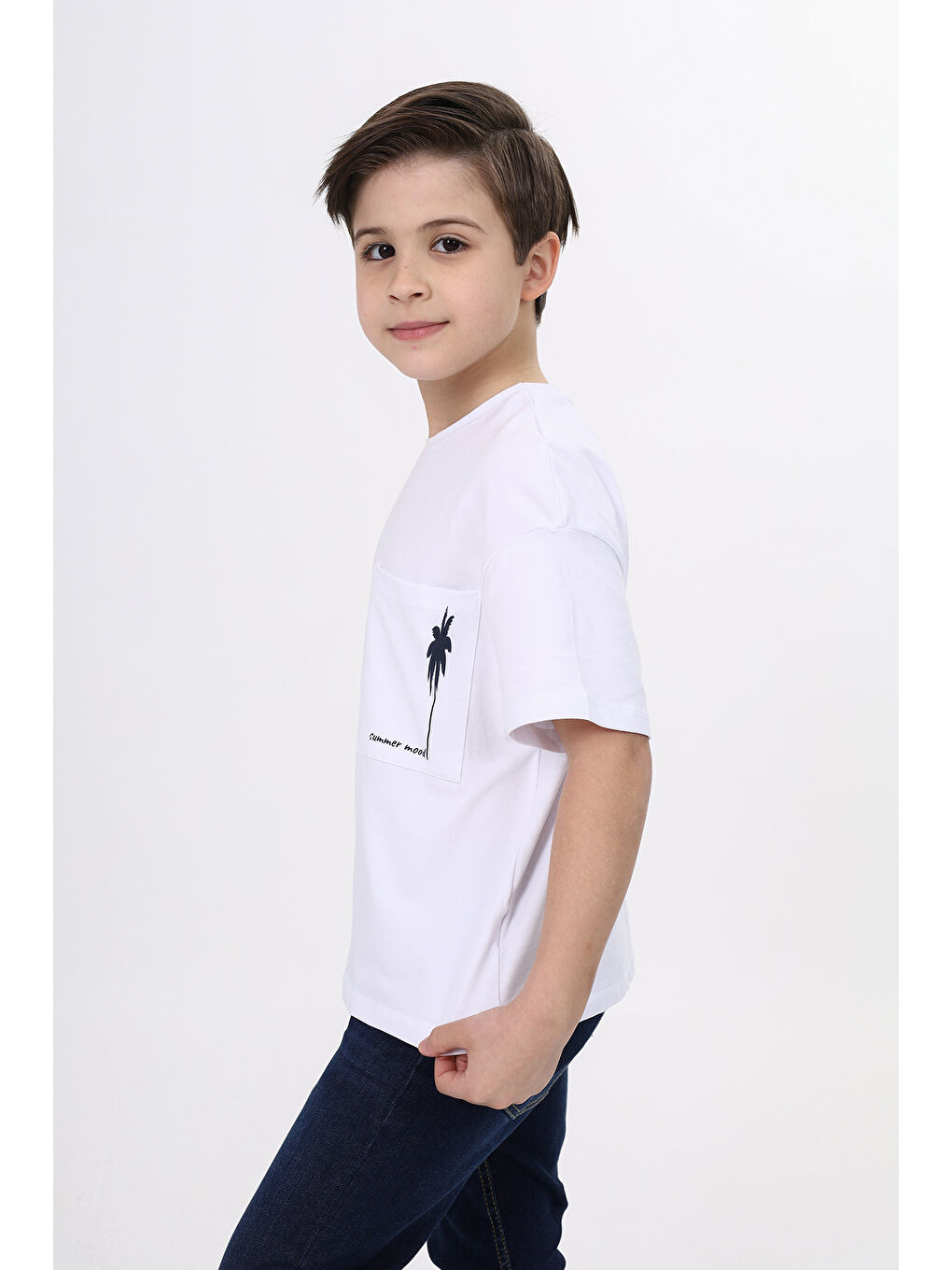 Beyaz Erkek Çocuk Baskılı Tişört-3