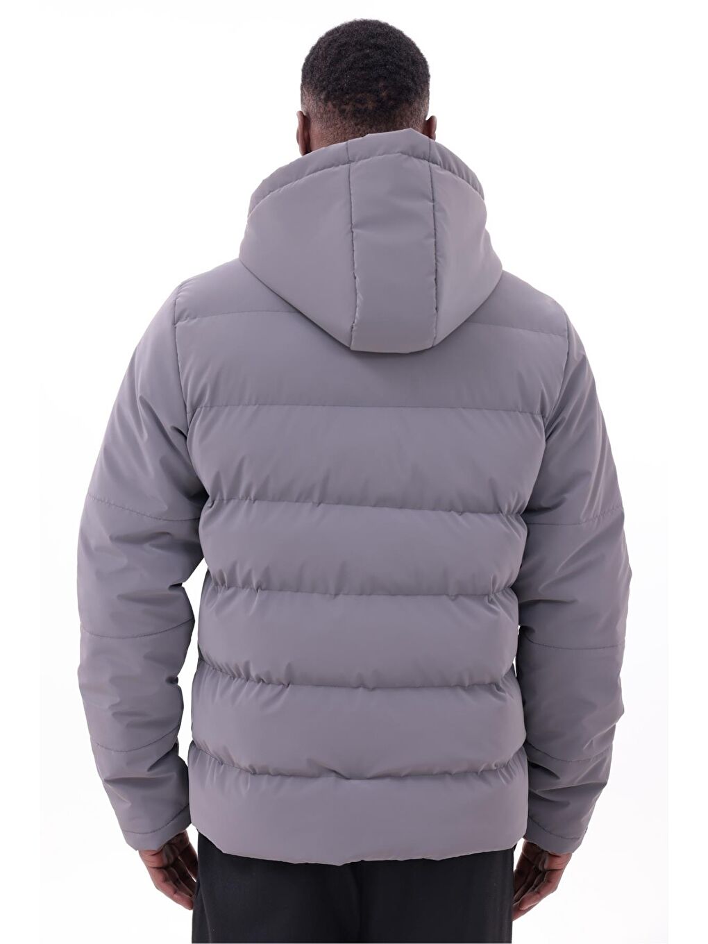 Gri Erkek Kışlık Nova Kumaş Su Geçirmez İç Cepli Çıkarılabilir Kapüşonlu Mont-6