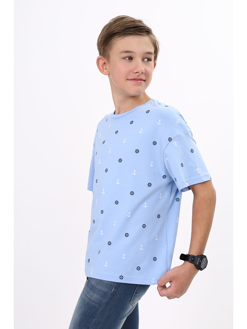 Lila Erkek Çocuk Baskılı Tişört-1