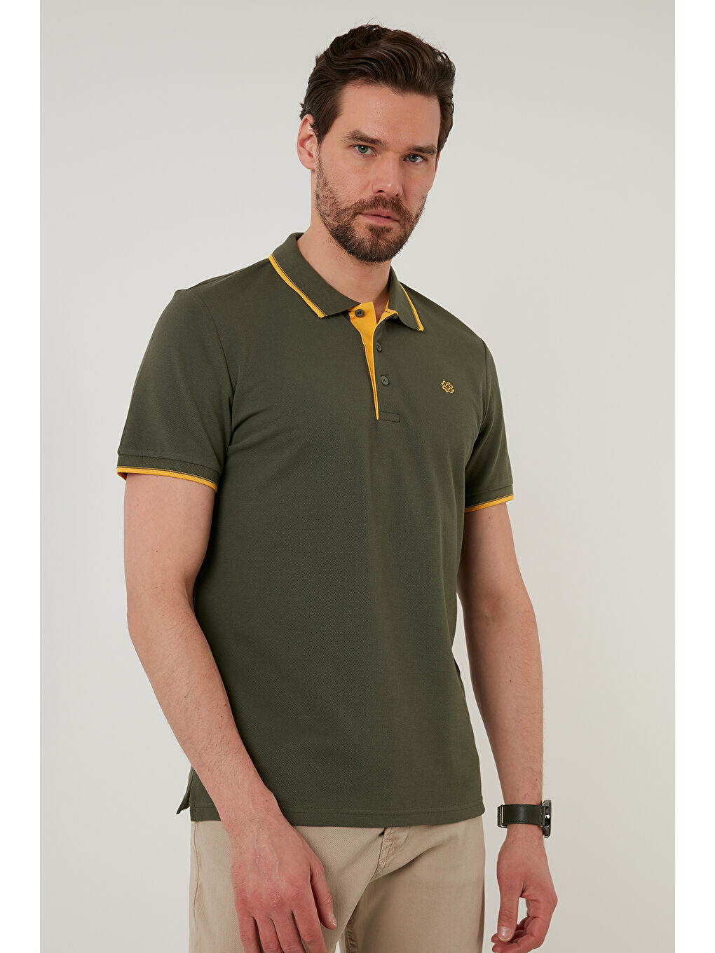 Gri Pamuklu Regular Fit Düğmeli Polo Yaka 4'lü Paket %100 Pamuk Tişört 590211827S4-1