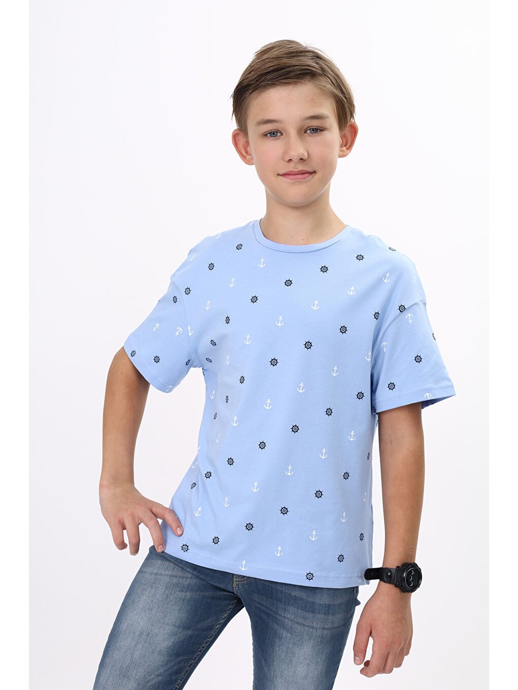 Lila Erkek Çocuk Baskılı Tişört-3