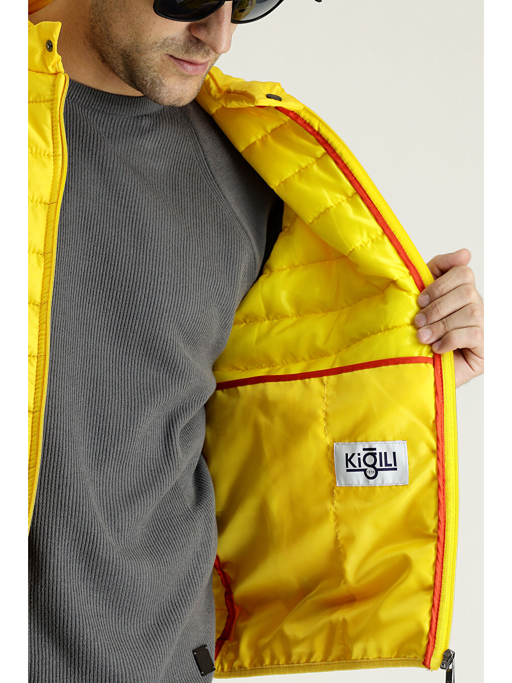 Sarı Kapitone Spor Mont-5