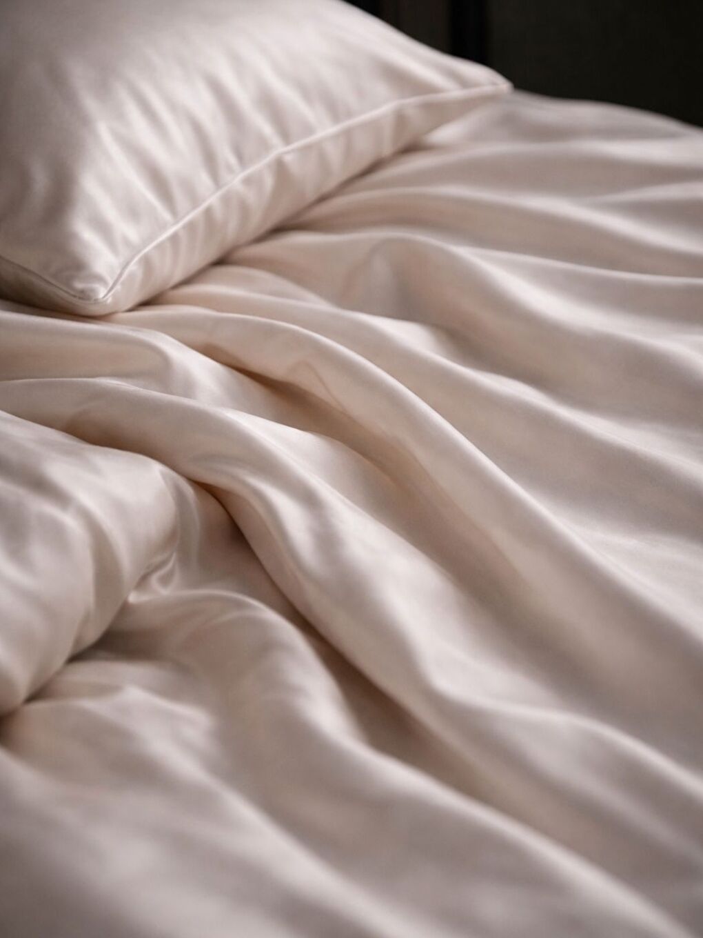 Beyaz Saten 80 Tel Açık Pudra Çift Kişilik Nevresim Seti-1