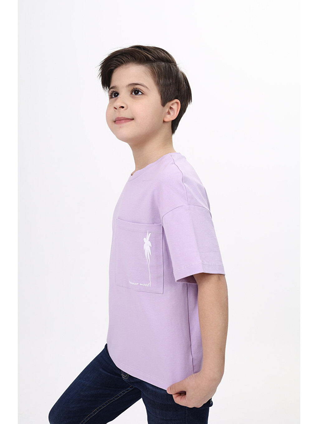 Lila Erkek Çocuk Baskılı Tişört-1