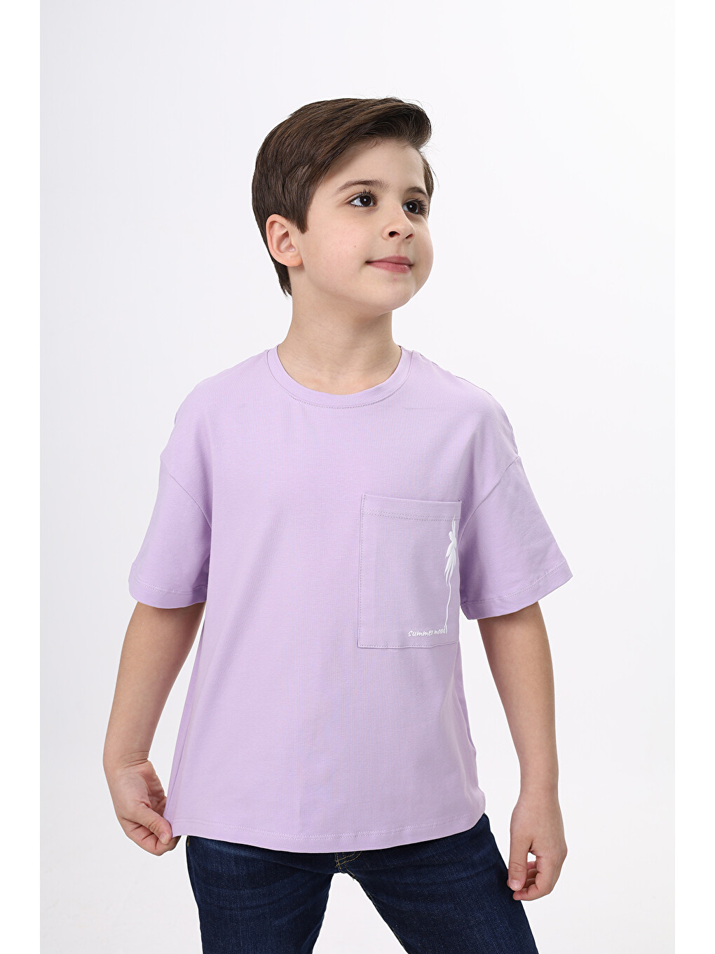 Lila Erkek Çocuk Baskılı Tişört-3