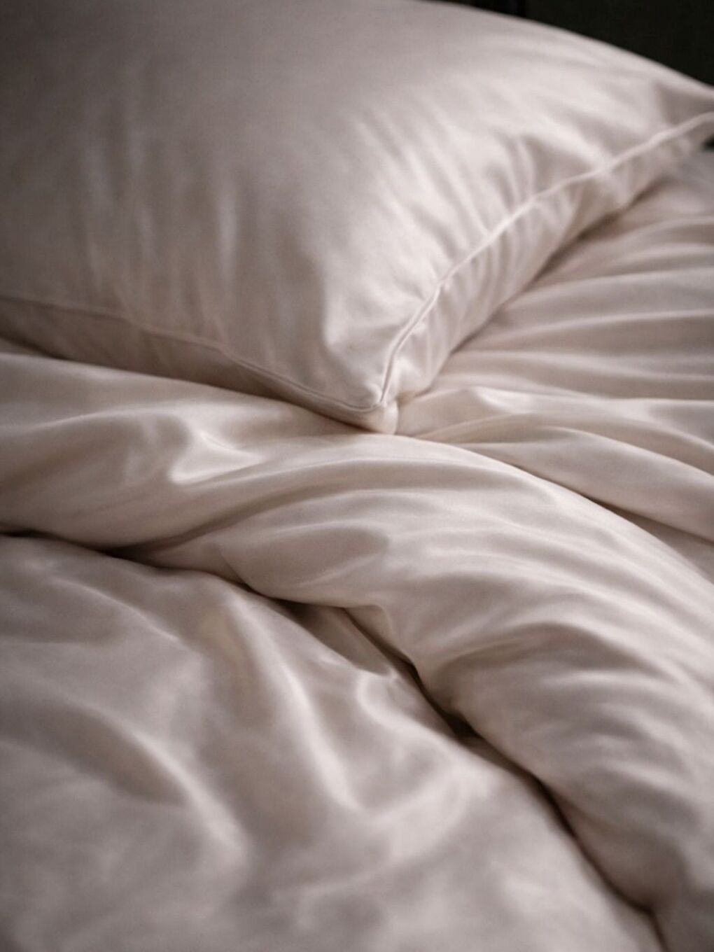 Beyaz Saten 80 Tel Açık Pudra Çift Kişilik Nevresim Seti-2