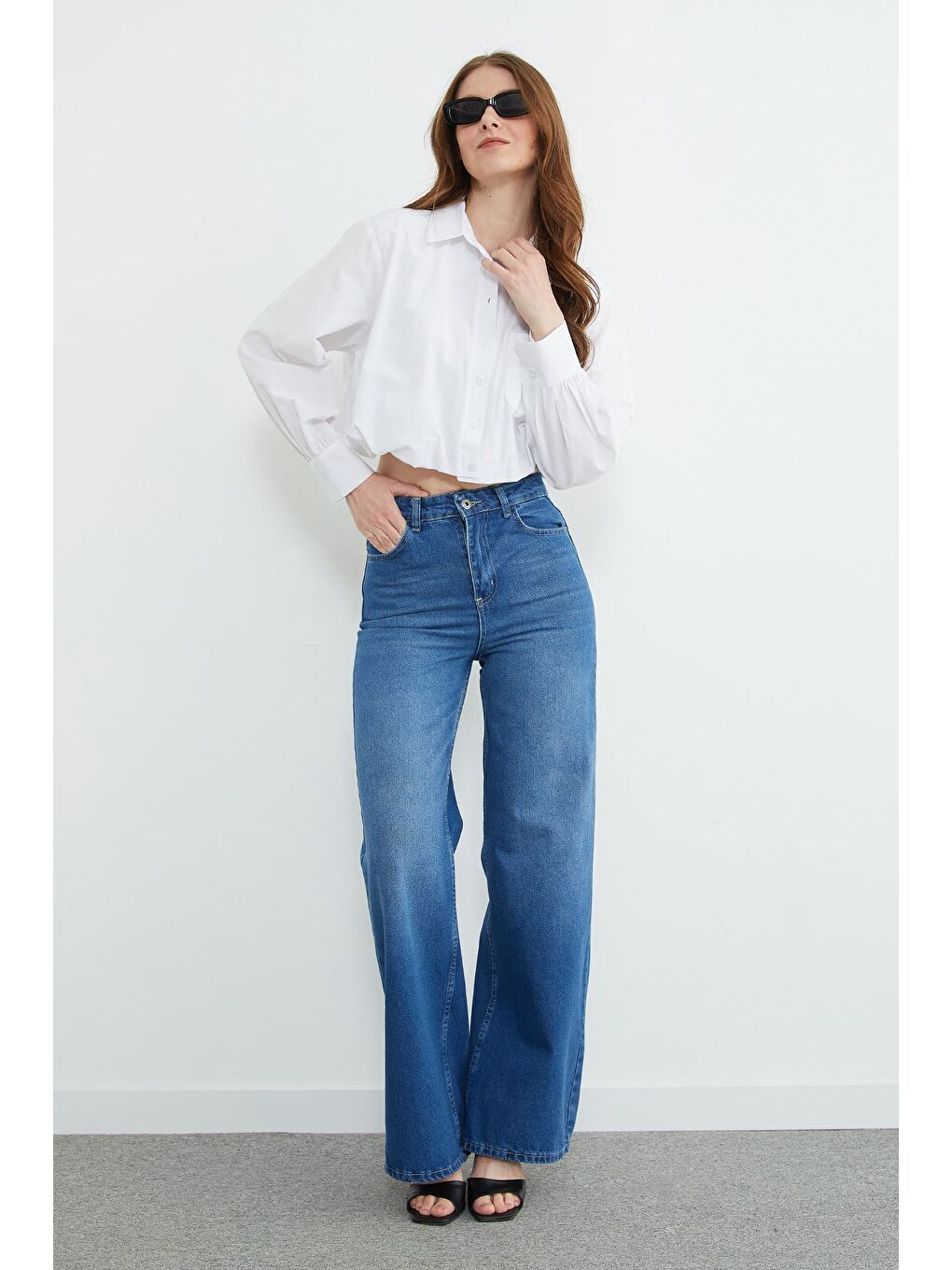 Mavi Fermuarlı Palazzo Jean-1