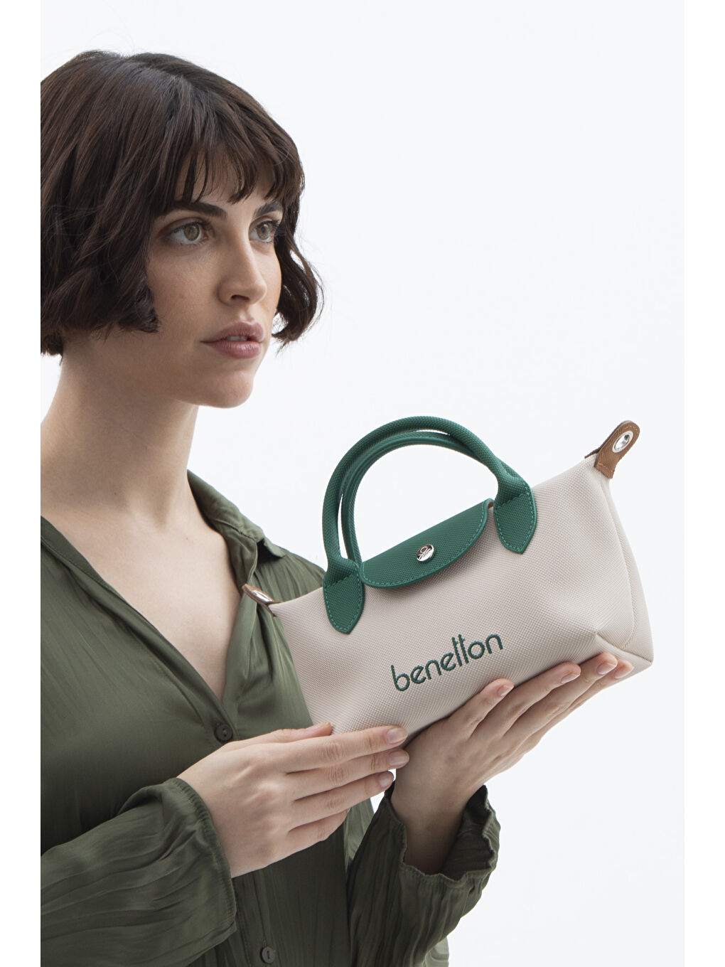 Kadin Çapraz Çanta Bej-Yeşi̇l-Camel BNT1607-1