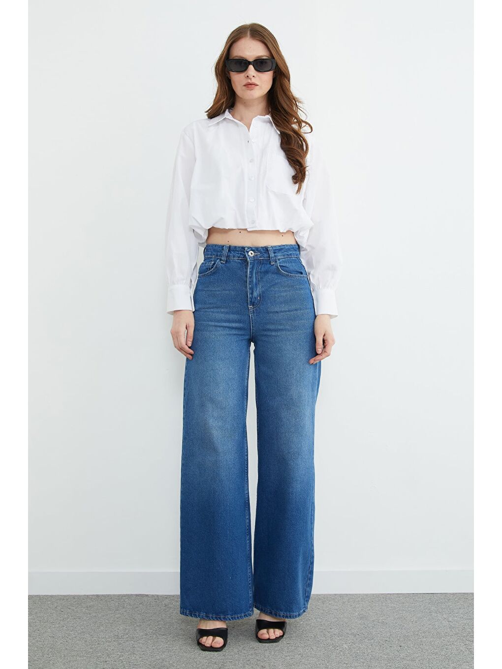 Mavi Fermuarlı Palazzo Jean-2