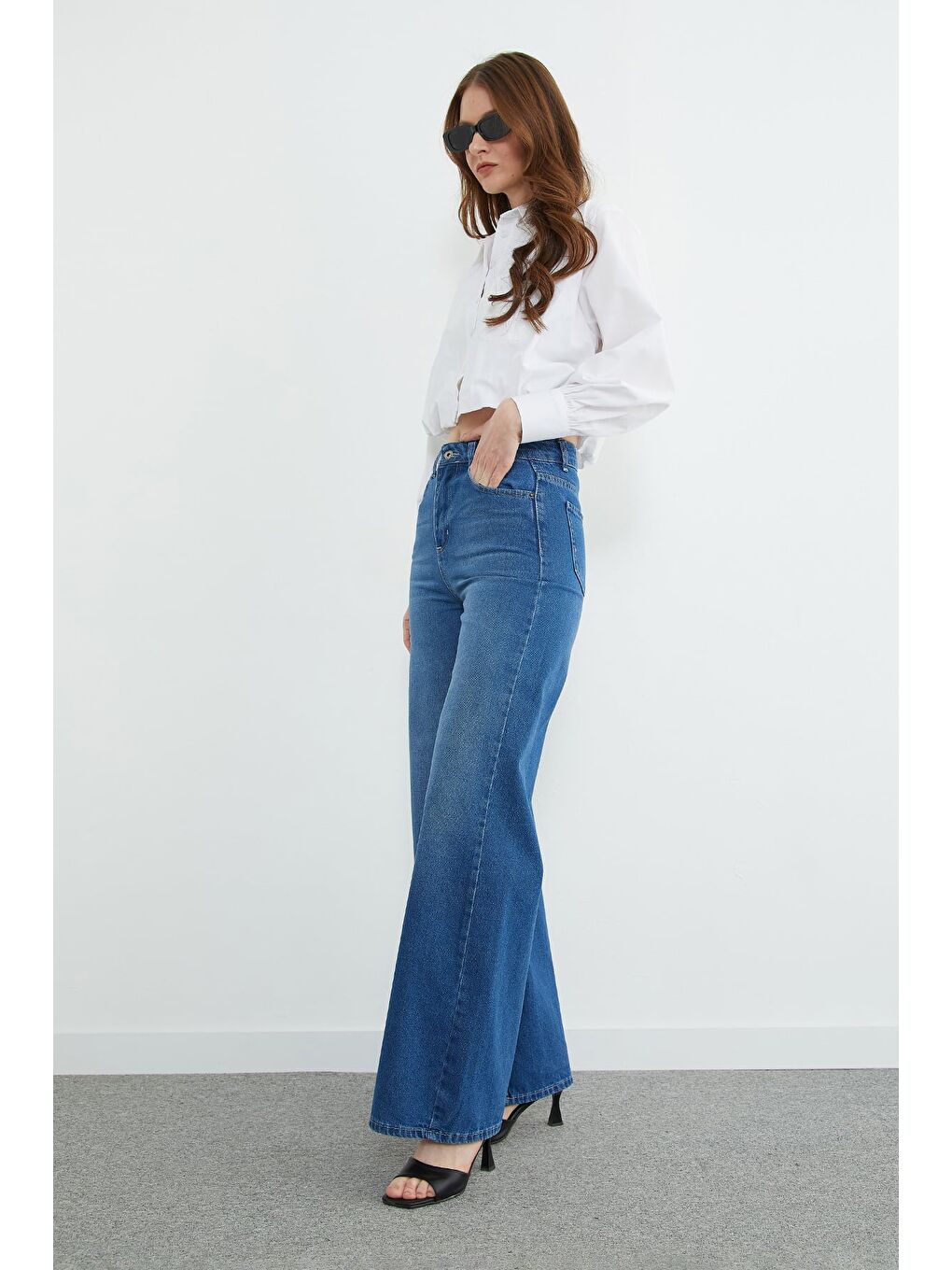 Mavi Fermuarlı Palazzo Jean-4