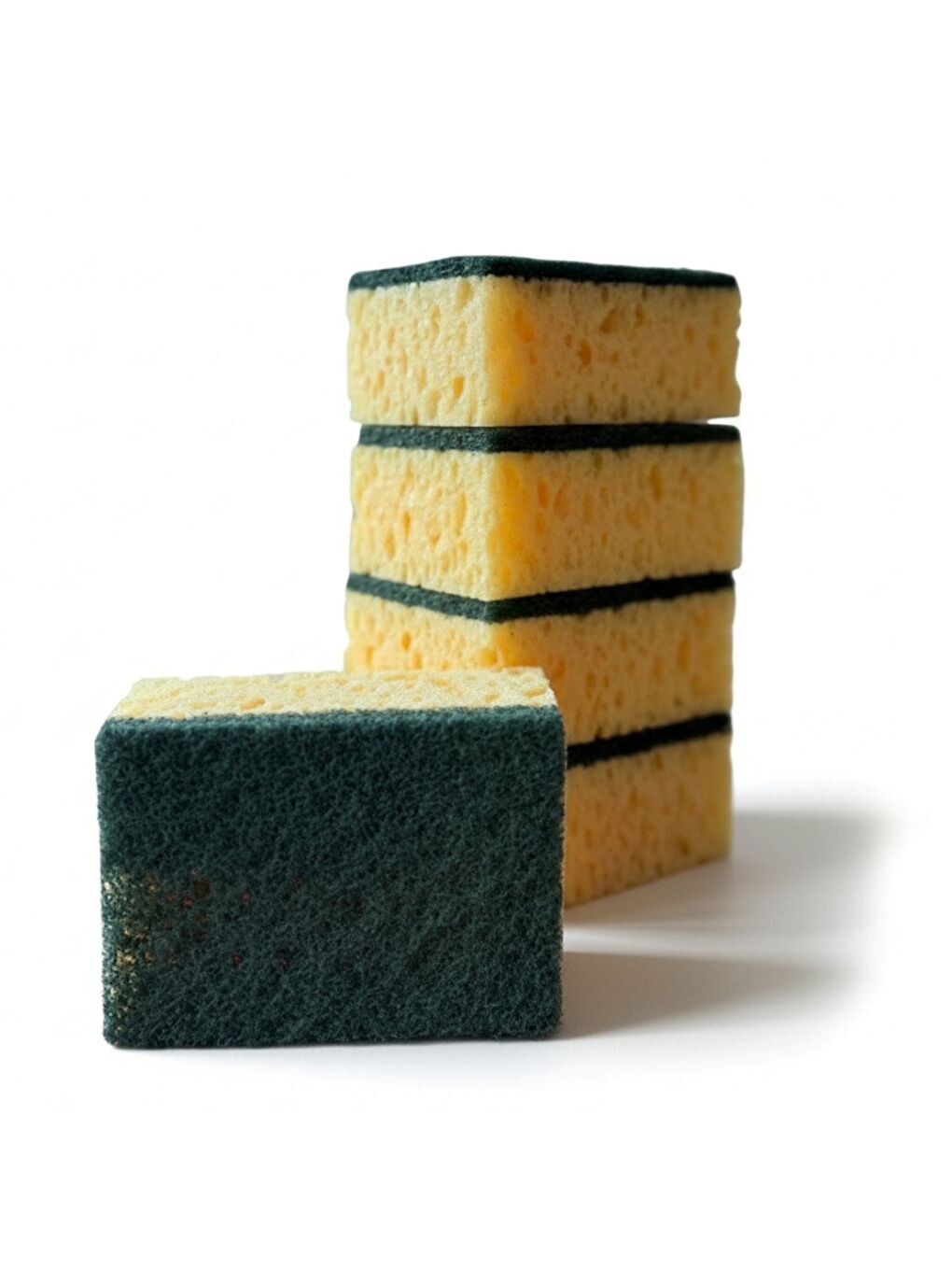 Sarı Softtex Çift Taraflı Çizmez Ekonomik Mercan Bulaşık Sünger 4 Adet-1