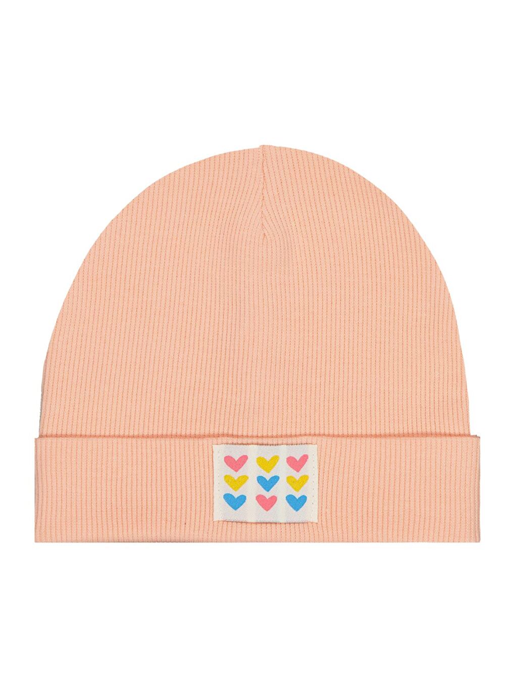 Pembe Baby Kalp Etiketli Bebe Şapka Bere - Pudra Standart