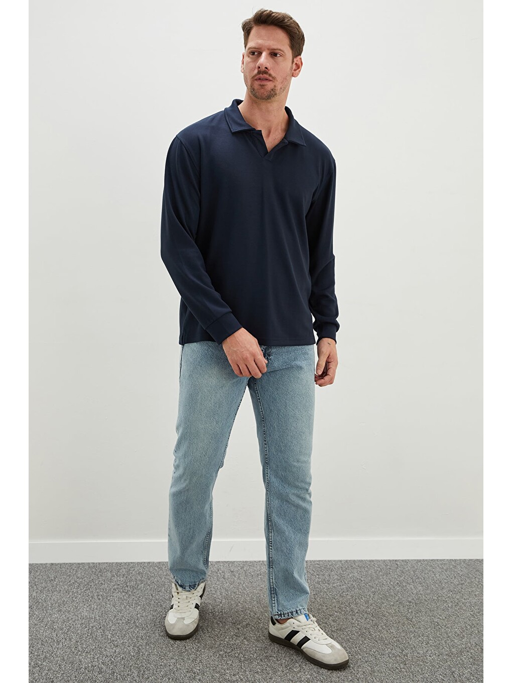 Petrol Basic Apaş Yaka Modal Sweatshirt-2