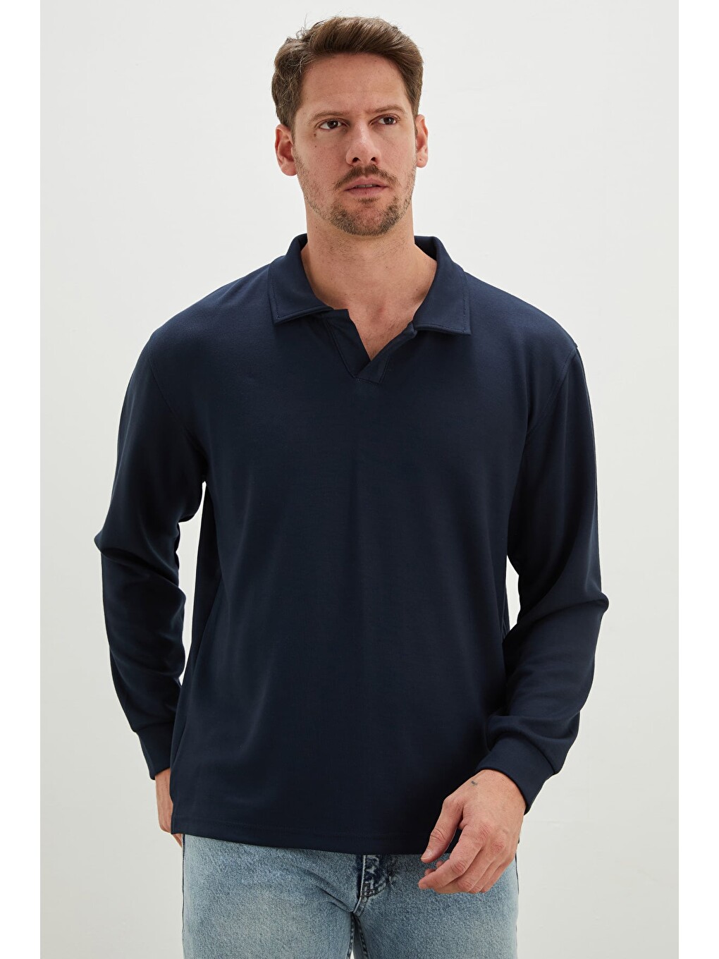 Petrol Basic Apaş Yaka Modal Sweatshirt-3