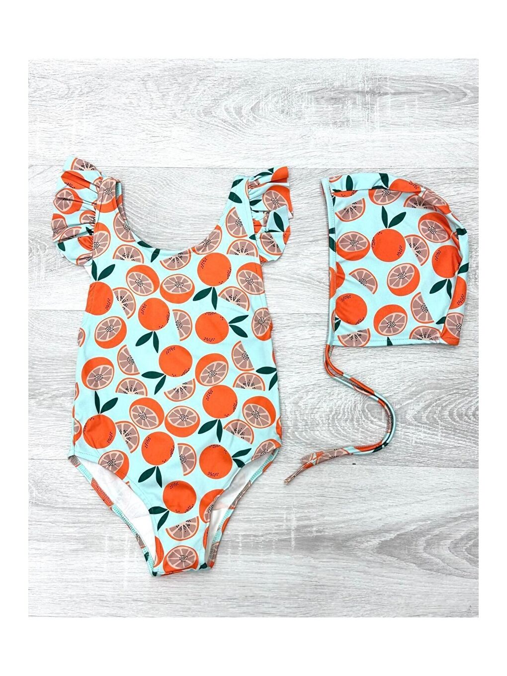 Karışık Sırttan Çapraz Fırfır Detaylı Boneli Kız Çocuk Mayo