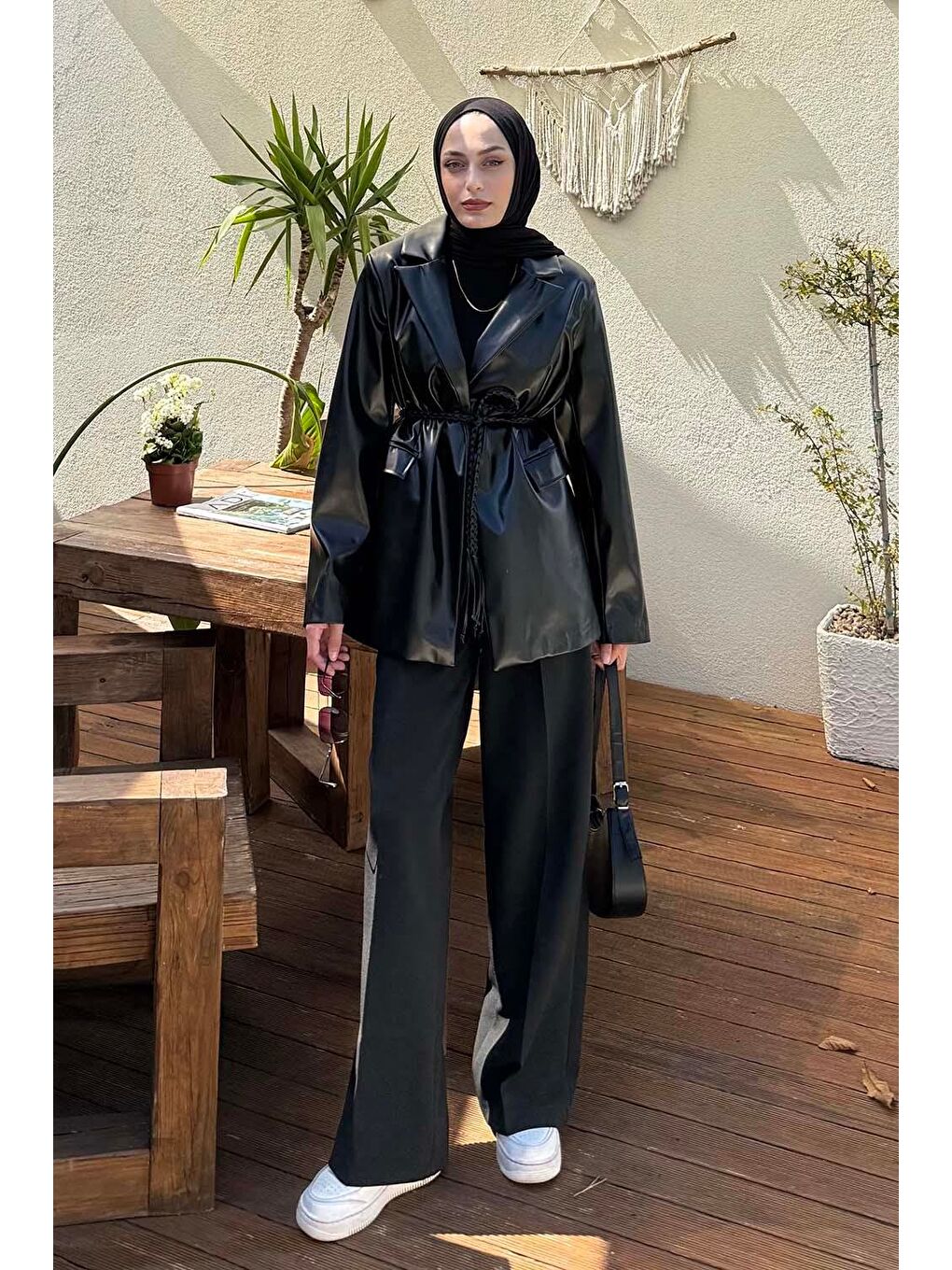 Oversize Deri Ceket Siyah