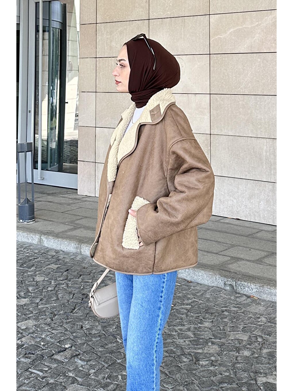 Kahverengi Süet Düğmeli Mont Sütlü Kahve-1