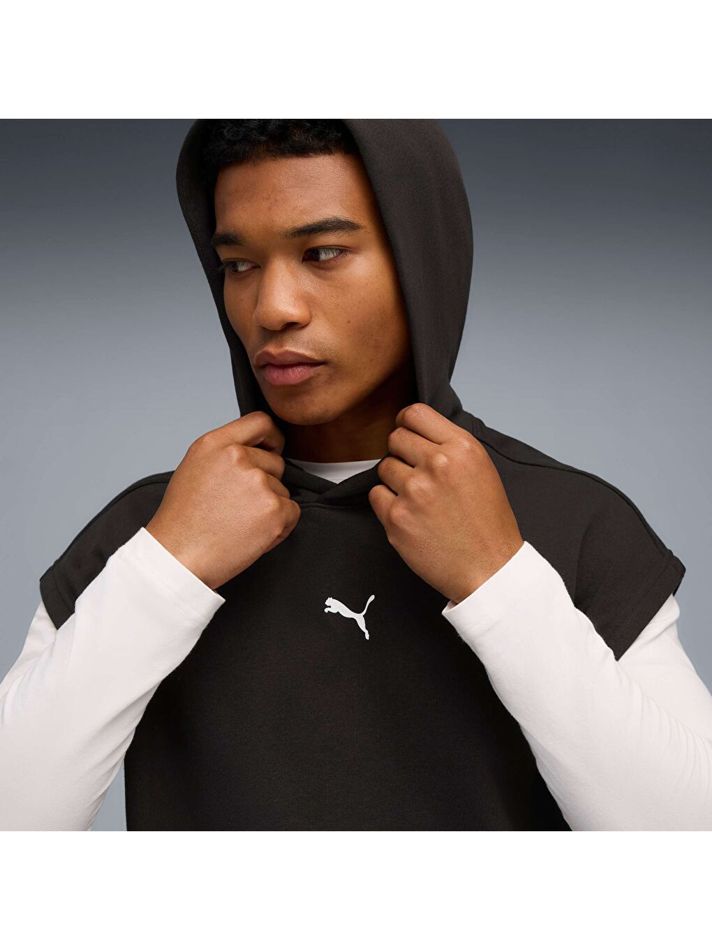 Siyah GRAPHIC Erkek Kolsuz Kapüşonlu Sweatshirt-4