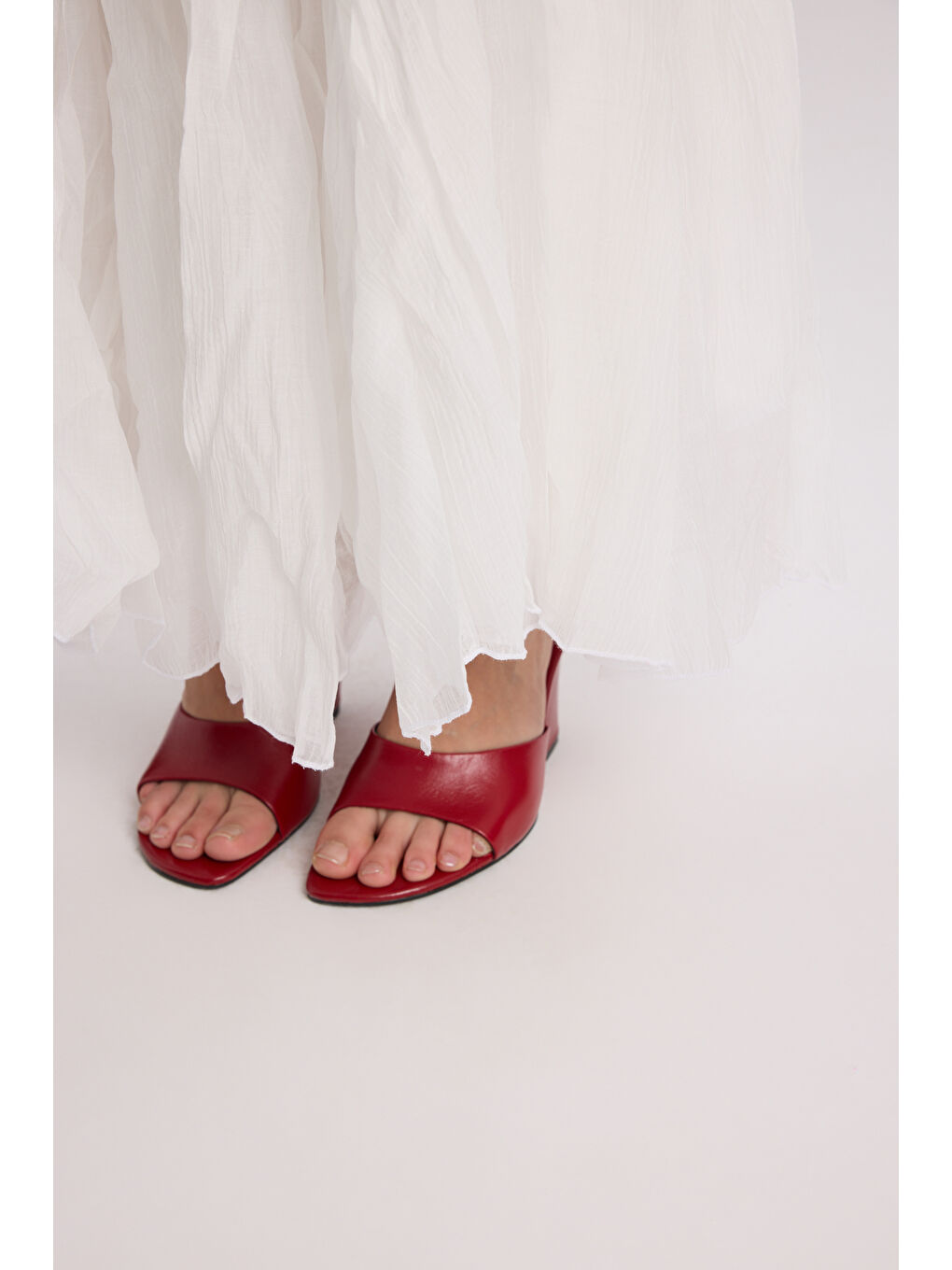 Freesia Kırışık Ekru Uzun Etek-7